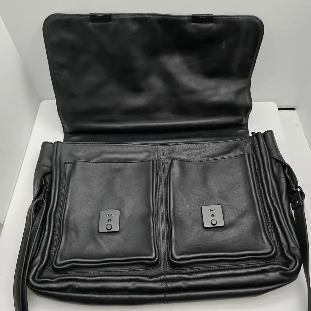 BREE of Germany LEATHER BRIEFCASE Laptop Bag Document Bag Black